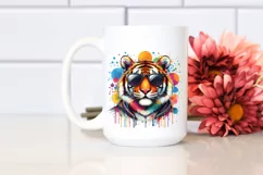 Colorful Tiger Sunglasses Paint-Like Colors Fun Product Image 2