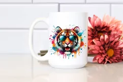 Colorful Tiger Sunglasses Paint-Like Colors Fun Product Image 2