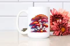 Detailed Glossy Mushroom Watercolor Splash PNG Product Image 2