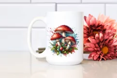 Detailed Glossy Mushroom Watercolor Splash PNG Product Image 2