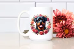 Watercolor Rottweiler Floral Frame Clipart Product Image 2