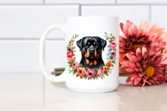 Watercolor Rottweiler Floral Frame Clipart Product Image 2