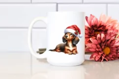 Sitting Dachshund with Santa Hat PNG Product Image 2