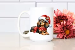 Sitting Dachshund with Santa Hat PNG Product Image 2