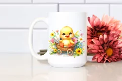 Colorful Watercolor Baby Duck Sitting on Craddle | Product Image 2