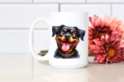 Cute Crazy Rottweiler Sitting Watercolor Clipart Product Image 2