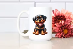 Cute Crazy Rottweiler Sitting Watercolor Clipart Product Image 2