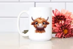 Funny Baby Face Expressive Highland Cow PNG Product Image 2