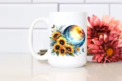 Half Moon with Sunflowers Clipart, Transparent PNG Product Image 2