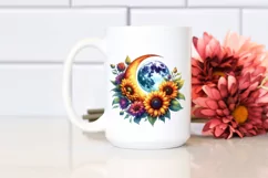 Half Moon with Sunflowers Clipart, Transparent PNG Product Image 2