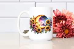 Half Moon with Sunflowers Clipart, Transparent PNG Product Image 2