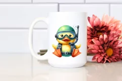 Funny Duck with Scuba Helmet | Watercolor | Clipart Product Image 2