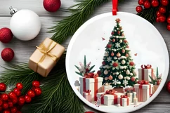 Round Christmas Ornament Sublimation|Clipart Product Image 1