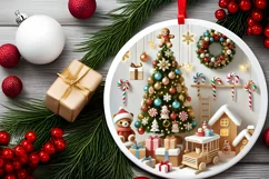 Round Christmas Ornament Sublimation|Clipart Product Image 1