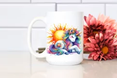 Colorful Baby Unicorn with Sun | Sublimation | Clipart Product Image 2