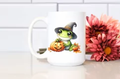 Happy Frog Holding Pumpkin | Sublimation | Clipart Product Image 2