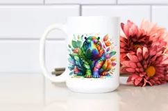 colorful flower and leaf hippo PNG Product Image 2