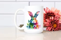 Abstract Rabbit with Plant Leaves and 3D Flowers PNG Product Image 2