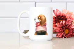 Cute Baby Beagle with Christmas Decorations PNG Product Image 2