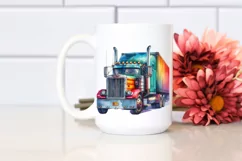 Vibrant Vintage Semi Truck | Sublimation | Clipart Product Image 2