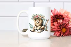 Young Lion with Flowers Clipart Product Image 2