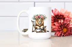 Young Lion with Flowers Clipart Product Image 2