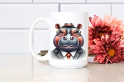 Hippo Portait Retro es Sublimation Clipart Product Image 2