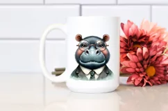 Hippo Portait Retro es Sublimation Clipart Product Image 2