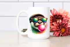 Colorful Otter Sunglasses Chewing Gum Fun Vibrant Product Image 2