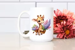 Whimsical Baby Giraffe with Flower Basket | Clipart Product Image 2