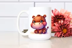 Cute Baby Hippo Watercolor Plush | Clipart Product Image 2