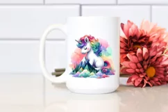 Baby Unicorn on Mountain, Serene PNG Product Image 2