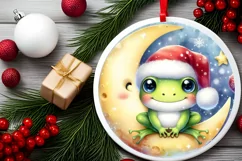 Santa Hat Baby Frog Ornament Sublimation PNG Product Image 2