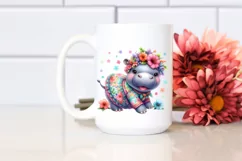 Colorful Smiling Cute Baby Hippo | Sublimation | Clipart Product Image 2