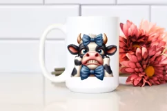 Cow Watercolor Funny Cow with Bow | Sublimation Clipart Product Image 2