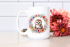 Colorful Baby Owl Floral Frame Clipart Product Image 2