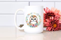 Colorful Baby Owl Floral Frame Clipart Product Image 2