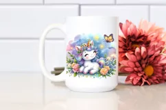 Baby Unicorn with Fireflies, Playful PNG Product Image 2