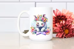 Cute Rhino with Flower Crown PNG Product Image 2
