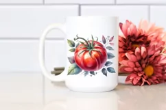 Watercolor Vintage Hat Tomato Clipart Product Image 2