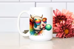 Quirky Colored Cow Portrait | Sublimation | Clipart Product Image 2
