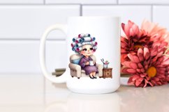 Old Lady Sofa Hair Curlers Mug | Sublimation, Clipart Product Image 2