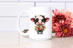 Baby Cow with Flower Bouquet | Clipart Product Image 2