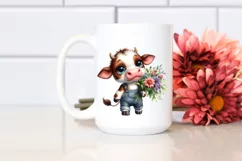 Baby Cow with Flower Bouquet | Clipart Product Image 2