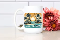 Vintage Tropical Island Sunset | Sublimation | Clipart Product Image 2