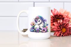 Cute Baby Unicorn with Pansy | Sublimation | Clipart Product Image 2