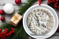 Round Christmas Ornament Sublimation|Clipart Product Image 1
