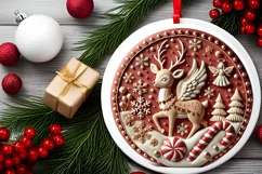 Round Christmas Ornament Sublimation|Clipart Product Image 1