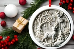 Round Christmas Ornament Sublimation|Clipart Product Image 1