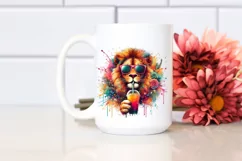 Lion Drinking Sipping | Sublimation | PNG Clipart Product Image 2